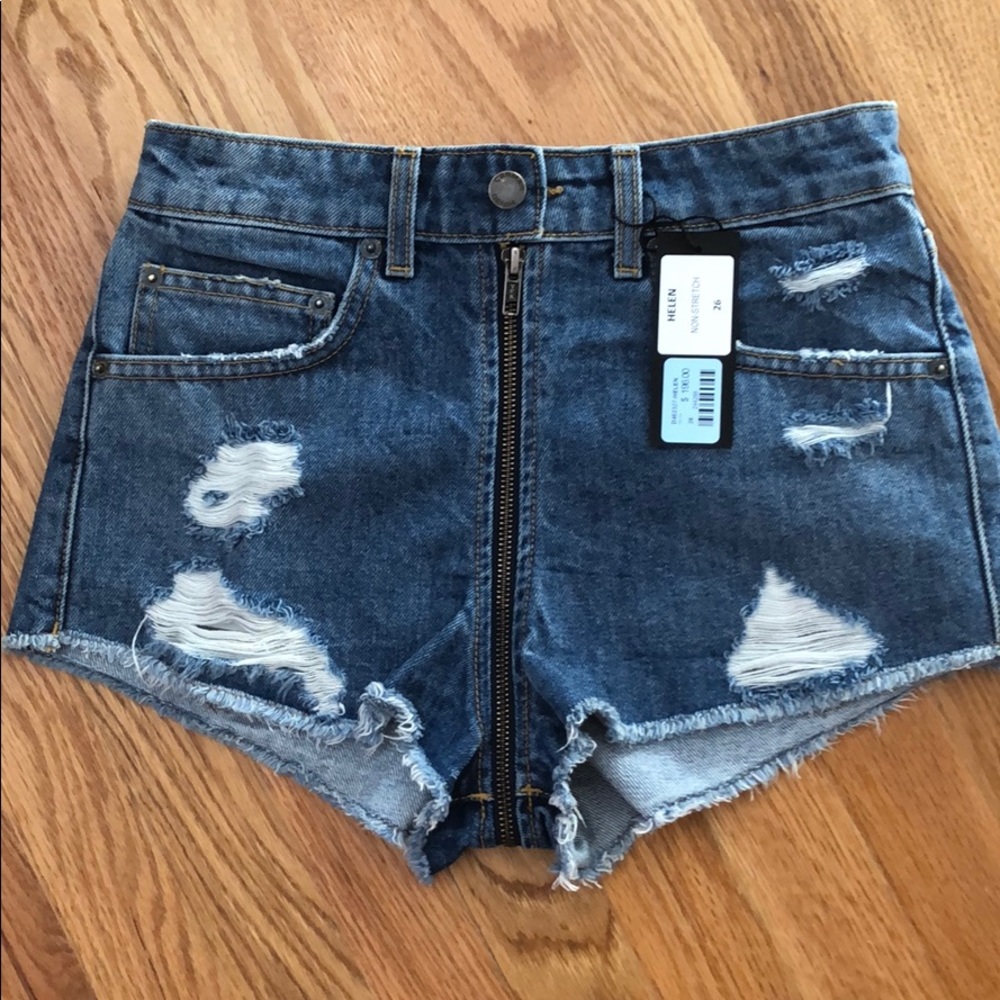 jean shorts with zipper